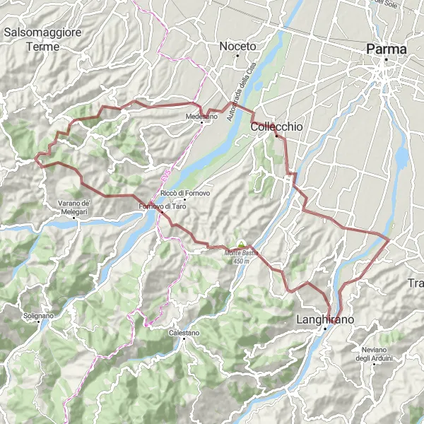 Miniature de la carte de l'inspiration cycliste "Aventure gravel à Emilia-Romagna" dans la Emilia-Romagna, Italy. Générée par le planificateur d'itinéraire cycliste Tarmacs.app