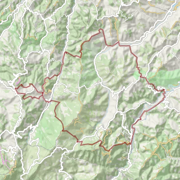 Miniatua del mapa de inspiración ciclista "Ruta de Grava Monte Bibele" en Emilia-Romagna, Italy. Generado por Tarmacs.app planificador de rutas ciclistas