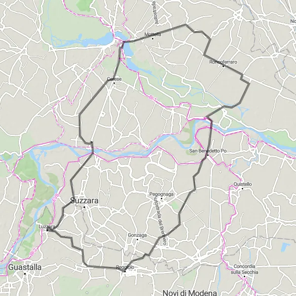 Map miniature of "Mantova Discovery Ride" cycling inspiration in Emilia-Romagna, Italy. Generated by Tarmacs.app cycling route planner