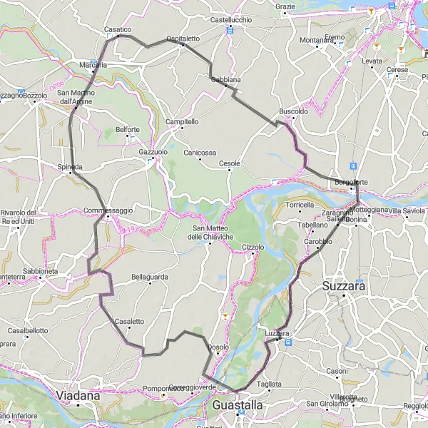 Miniatuurkaart van de fietsinspiratie "Verken Marcaria tijdens 80 km fietstocht" in Emilia-Romagna, Italy. Gemaakt door de Tarmacs.app fietsrouteplanner