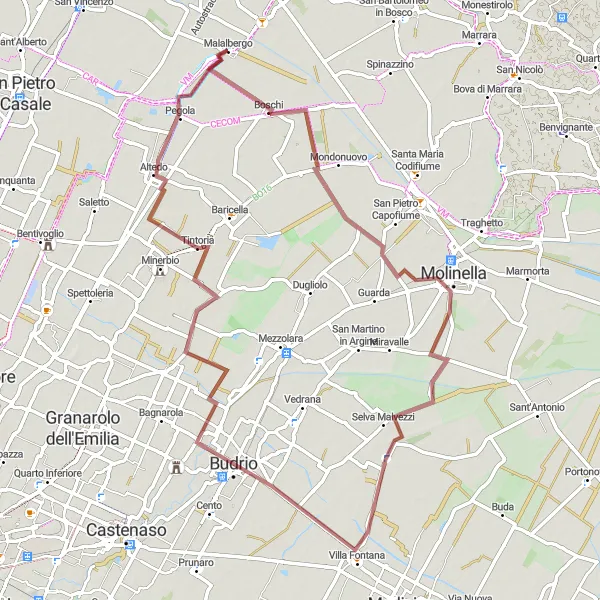 Karten-Miniaturansicht der Radinspiration "Molinella Rundfahrt" in Emilia-Romagna, Italy. Erstellt vom Tarmacs.app-Routenplaner für Radtouren