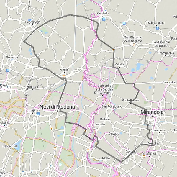 Miniatura mapy "Trasa rowerowa Cavezzo - Mirandola" - trasy rowerowej w Emilia-Romagna, Italy. Wygenerowane przez planer tras rowerowych Tarmacs.app