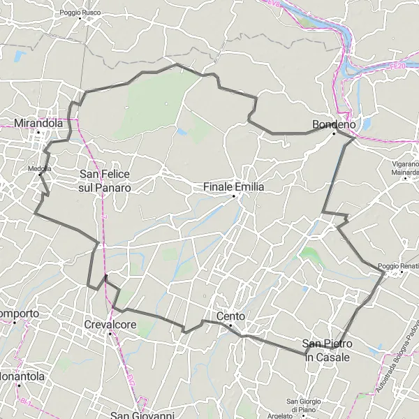 Miniatura mapy "Szlak przez centrum Emilia-Romagna" - trasy rowerowej w Emilia-Romagna, Italy. Wygenerowane przez planer tras rowerowych Tarmacs.app