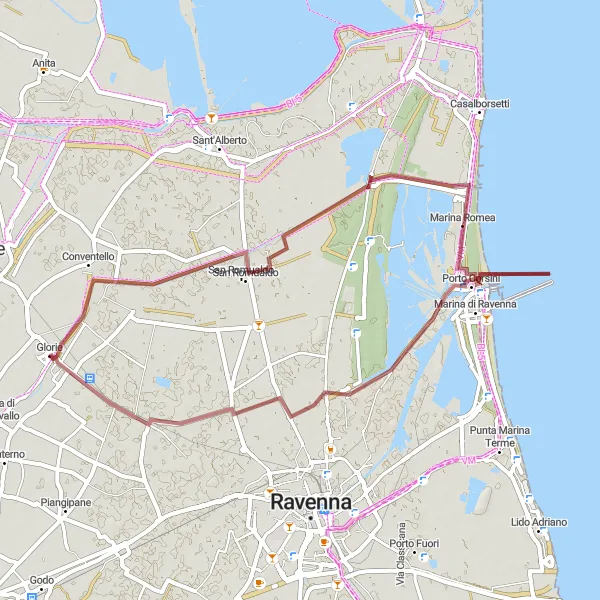 Miniatuurkaart van de fietsinspiratie "51 km gravelfietstocht door adembenemende landschappen" in Emilia-Romagna, Italy. Gemaakt door de Tarmacs.app fietsrouteplanner