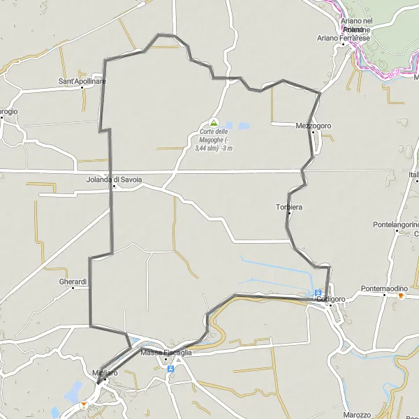 Miniatura della mappa di ispirazione al ciclismo "La Via delle Valli" nella regione di Emilia-Romagna, Italy. Generata da Tarmacs.app, pianificatore di rotte ciclistiche