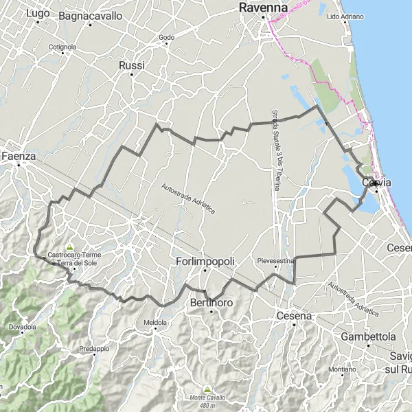 Miniatuurkaart van de fietsinspiratie "Panoramische klimroute naar Monte Fortino" in Emilia-Romagna, Italy. Gemaakt door de Tarmacs.app fietsrouteplanner