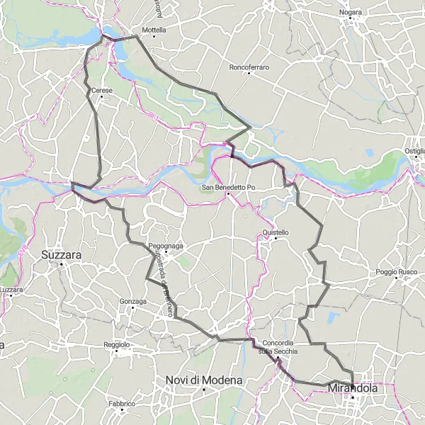 Karten-Miniaturansicht der Radinspiration "Mantua und Umgebung erkunden" in Emilia-Romagna, Italy. Erstellt vom Tarmacs.app-Routenplaner für Radtouren