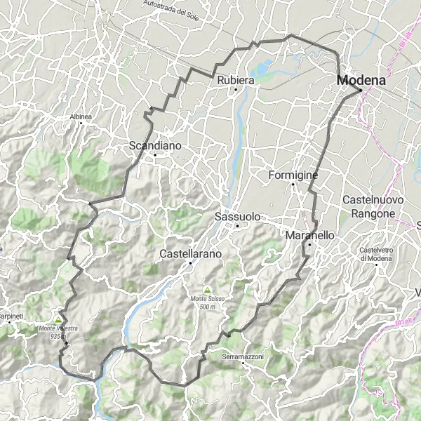 Miniaturní mapa "Výzva kolem Ghirlandiny a Monte Bianca" inspirace pro cyklisty v oblasti Emilia-Romagna, Italy. Vytvořeno pomocí plánovače tras Tarmacs.app