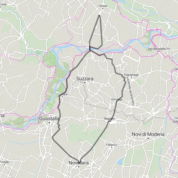 Karten-Miniaturansicht der Radinspiration "Maltese Radtour durch die Landschaft um Novellara" in Emilia-Romagna, Italy. Erstellt vom Tarmacs.app-Routenplaner für Radtouren