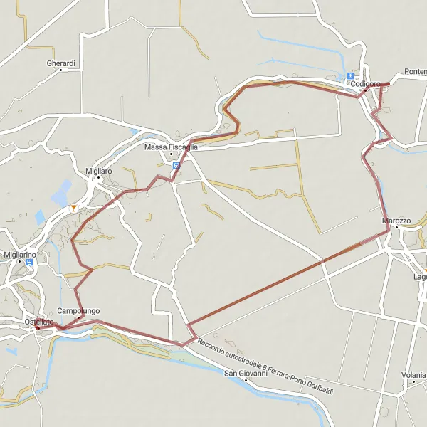 Map miniature of "Scenic gravel escape" cycling inspiration in Emilia-Romagna, Italy. Generated by Tarmacs.app cycling route planner