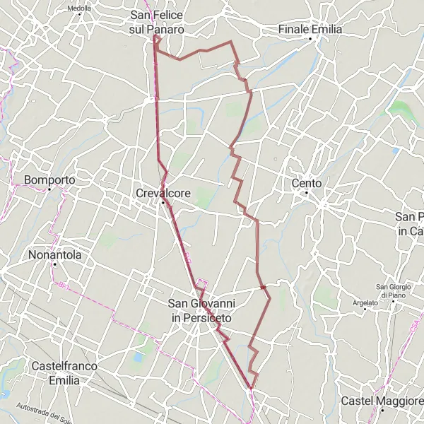 Miniatura della mappa di ispirazione al ciclismo "Giro in Gravel da Osteria Nuova" nella regione di Emilia-Romagna, Italy. Generata da Tarmacs.app, pianificatore di rotte ciclistiche