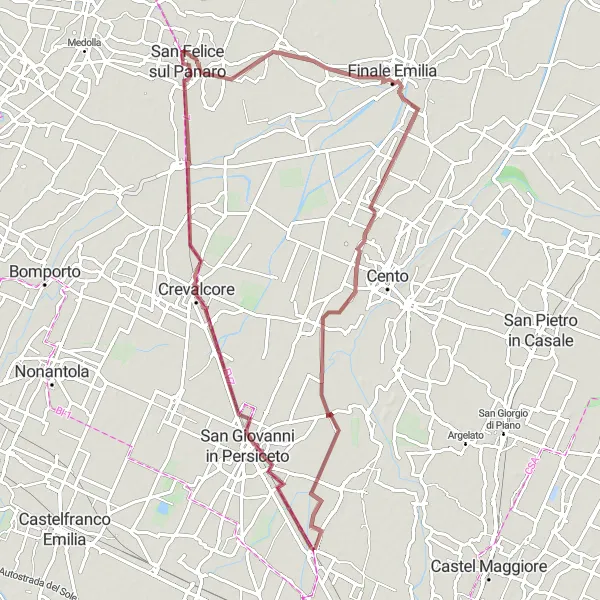 Miniatura della mappa di ispirazione al ciclismo "Esplorazione Gravel di Emilia-Romagna" nella regione di Emilia-Romagna, Italy. Generata da Tarmacs.app, pianificatore di rotte ciclistiche