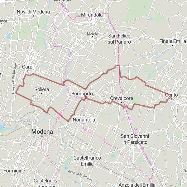 Karten-Miniaturansicht der Radinspiration "Rundtour um San Matteo della Decima" in Emilia-Romagna, Italy. Erstellt vom Tarmacs.app-Routenplaner für Radtouren