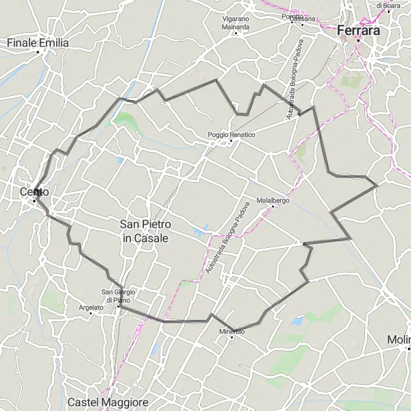 Karten-Miniaturansicht der Radinspiration "Radabenteuer durch die Emilia-Romagna (Straße)" in Emilia-Romagna, Italy. Erstellt vom Tarmacs.app-Routenplaner für Radtouren