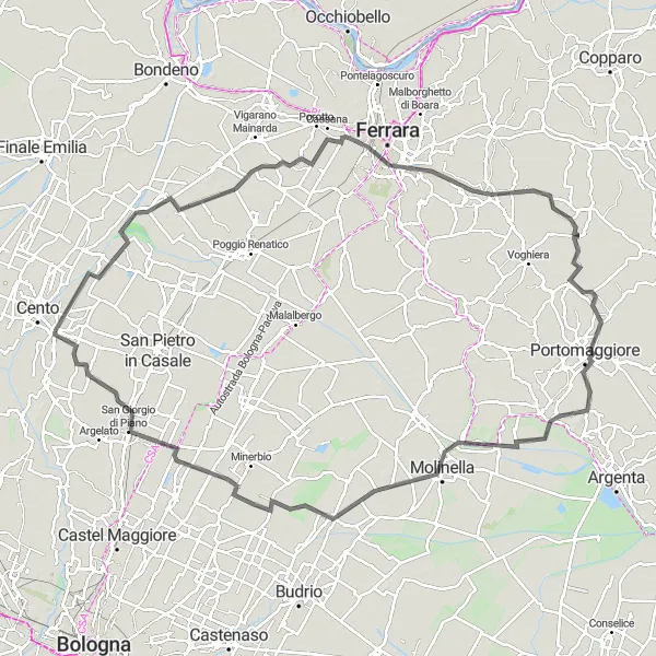 Karten-Miniaturansicht der Radinspiration "Emilia-Romagna Rundweg (Straße)" in Emilia-Romagna, Italy. Erstellt vom Tarmacs.app-Routenplaner für Radtouren