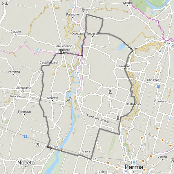 Miniatuurkaart van de fietsinspiratie "Rustig en Schilderachtig Ritje naar Ponte Taro" in Emilia-Romagna, Italy. Gemaakt door de Tarmacs.app fietsrouteplanner