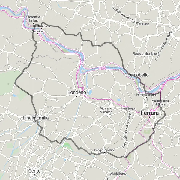 Miniatua del mapa de inspiración ciclista "Ruta de ciclismo de carretera hacia Emilia-Romagna" en Emilia-Romagna, Italy. Generado por Tarmacs.app planificador de rutas ciclistas