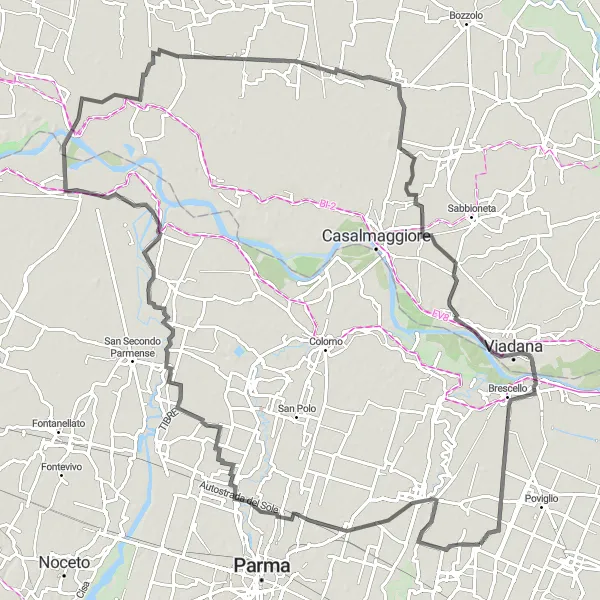 Miniatura della mappa di ispirazione al ciclismo "Passeggiata in bicicletta da Pedrignano a Olmo" nella regione di Emilia-Romagna, Italy. Generata da Tarmacs.app, pianificatore di rotte ciclistiche