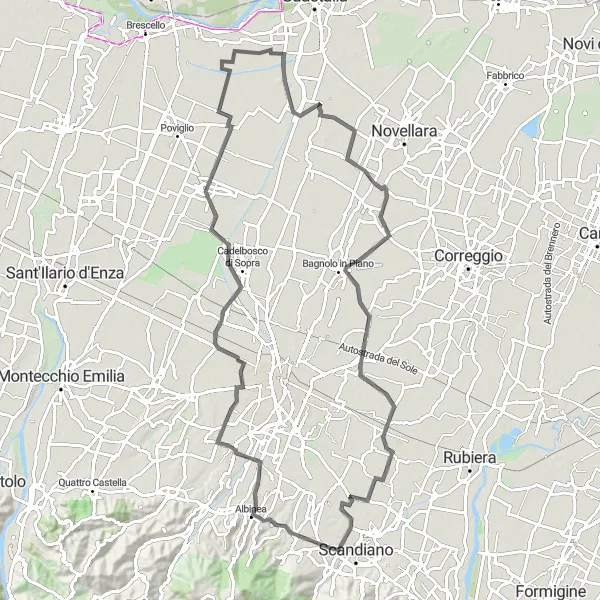 Miniatuurkaart van de fietsinspiratie "Verkenning van het Emilia-Romagna Landschap" in Emilia-Romagna, Italy. Gemaakt door de Tarmacs.app fietsrouteplanner