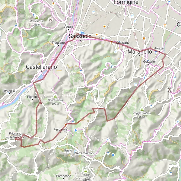 Map miniature of "Sant'Andrea Gravel Loop" cycling inspiration in Emilia-Romagna, Italy. Generated by Tarmacs.app cycling route planner