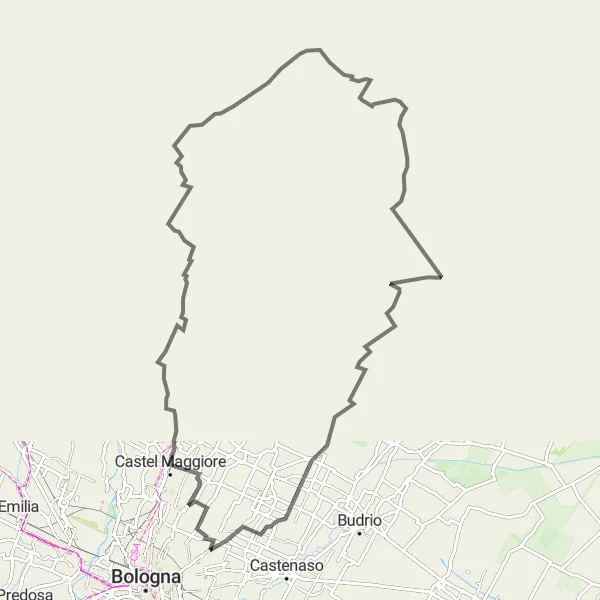 Miniatuurkaart van de fietsinspiratie "Fietsroute van Quarto Inferiore naar Emilia-Romagna" in Emilia-Romagna, Italy. Gemaakt door de Tarmacs.app fietsrouteplanner