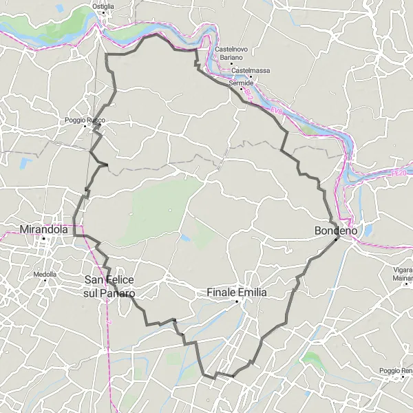 Miniatura mapy "Trasa rowerowa w okolicach Renazzo" - trasy rowerowej w Emilia-Romagna, Italy. Wygenerowane przez planer tras rowerowych Tarmacs.app