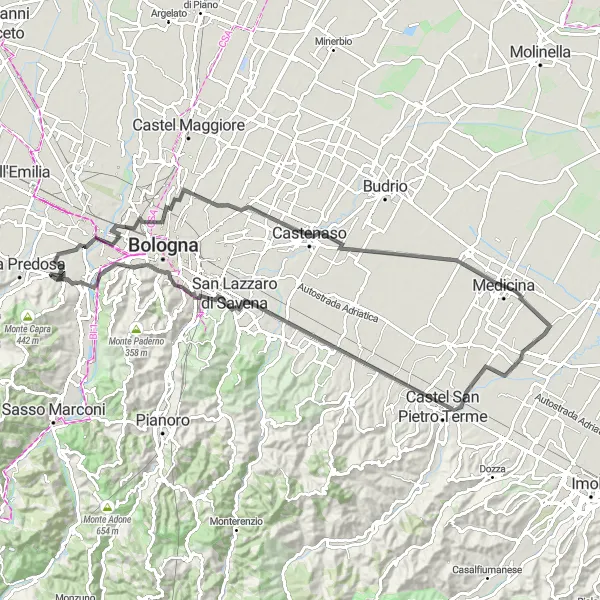 Miniatua del mapa de inspiración ciclista "Expedición a Villa Aldini" en Emilia-Romagna, Italy. Generado por Tarmacs.app planificador de rutas ciclistas