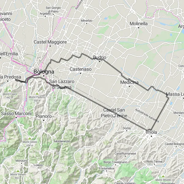 Miniatuurkaart van de fietsinspiratie "Verken de pittoreske dorpjes van Emilia-Romagna" in Emilia-Romagna, Italy. Gemaakt door de Tarmacs.app fietsrouteplanner