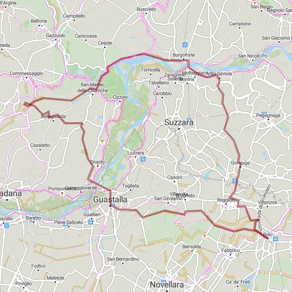 Map miniature of "Borgoforte Explorer" cycling inspiration in Emilia-Romagna, Italy. Generated by Tarmacs.app cycling route planner