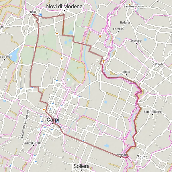 Kartminiatyr av "Rundtur Rolo - Emilia-Romagna, Italia" sykkelinspirasjon i Emilia-Romagna, Italy. Generert av Tarmacs.app sykkelrutoplanlegger
