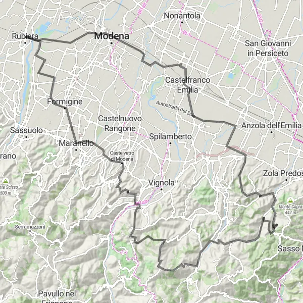 Karten-Miniaturansicht der Radinspiration "Rubiera - Ghirlandina - Marzaglia Nuova Rundfahrroute" in Emilia-Romagna, Italy. Erstellt vom Tarmacs.app-Routenplaner für Radtouren