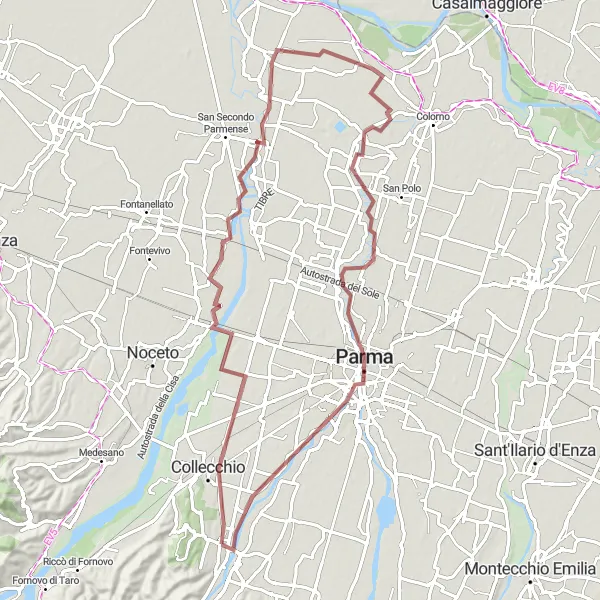 Map miniature of "Gravel Delights" cycling inspiration in Emilia-Romagna, Italy. Generated by Tarmacs.app cycling route planner