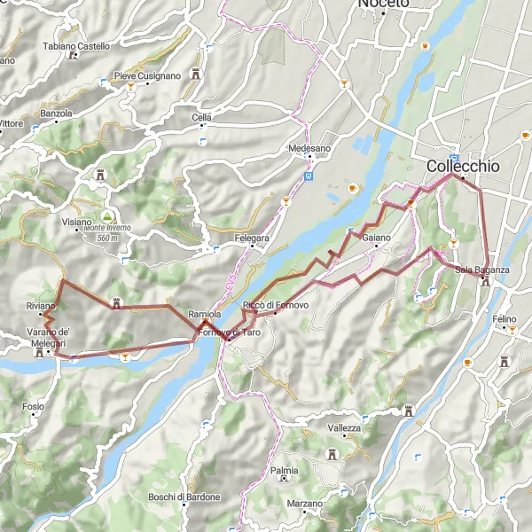 Miniatura della mappa di ispirazione al ciclismo "Tra natura e storia" nella regione di Emilia-Romagna, Italy. Generata da Tarmacs.app, pianificatore di rotte ciclistiche