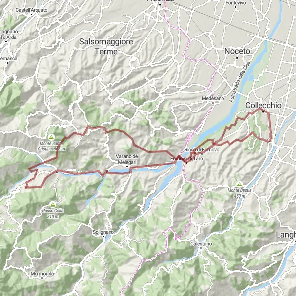 Map miniature of "Sala Baganza Mountain Challenge" cycling inspiration in Emilia-Romagna, Italy. Generated by Tarmacs.app cycling route planner