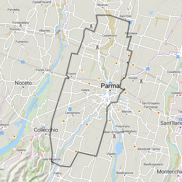 Karten-Miniaturansicht der Radinspiration "Rundfahrt über 61 km in Sala Baganza" in Emilia-Romagna, Italy. Erstellt vom Tarmacs.app-Routenplaner für Radtouren