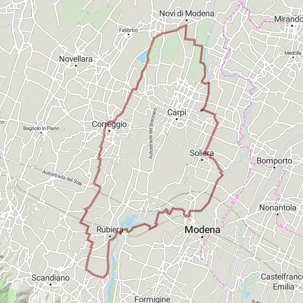 Miniatura della mappa di ispirazione al ciclismo "Rotta ciclabile da Salvaterra a Marzaglia" nella regione di Emilia-Romagna, Italy. Generata da Tarmacs.app, pianificatore di rotte ciclistiche