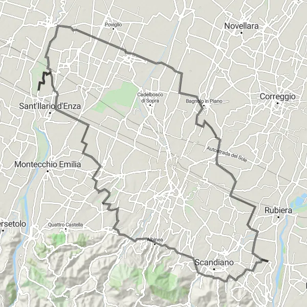 Miniatura mapy "Podróż przez urocze zakątki Emilia-Romania" - trasy rowerowej w Emilia-Romagna, Italy. Wygenerowane przez planer tras rowerowych Tarmacs.app