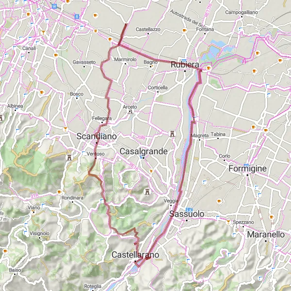 Kartminiatyr av "Grusvägar i Emilia-Romagna" cykelinspiration i Emilia-Romagna, Italy. Genererad av Tarmacs.app cykelruttplanerare