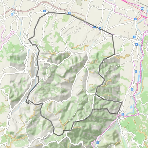 Mapa miniatúra "Sasso Marconi - Monte Specchio Route" cyklistická inšpirácia v Emilia-Romagna, Italy. Vygenerované cyklistickým plánovačom trás Tarmacs.app