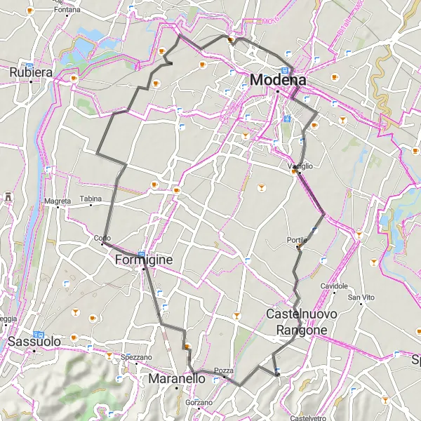 Miniaturní mapa "Okruh kolem Solignano Nuovo" inspirace pro cyklisty v oblasti Emilia-Romagna, Italy. Vytvořeno pomocí plánovače tras Tarmacs.app