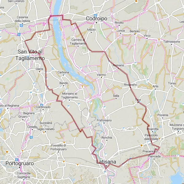 Miniatura mapy "Trasa do Ponte della Delizia" - trasy rowerowej w Friuli-Venezia Giulia, Italy. Wygenerowane przez planer tras rowerowych Tarmacs.app