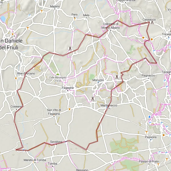 Miniatura mapy "Pętla przez Martignacco i Coseano" - trasy rowerowej w Friuli-Venezia Giulia, Italy. Wygenerowane przez planer tras rowerowych Tarmacs.app