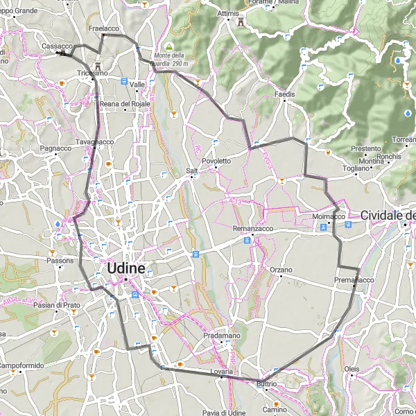 Miniatura mapy "Trasa dookoła Cassacco" - trasy rowerowej w Friuli-Venezia Giulia, Italy. Wygenerowane przez planer tras rowerowych Tarmacs.app