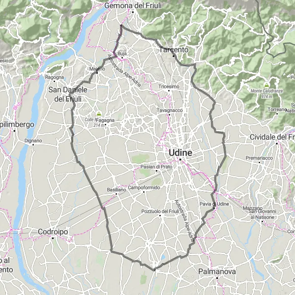 Miniaturní mapa "Okruhová cyklistická trasa kolem Castions di Strada" inspirace pro cyklisty v oblasti Friuli-Venezia Giulia, Italy. Vytvořeno pomocí plánovače tras Tarmacs.app