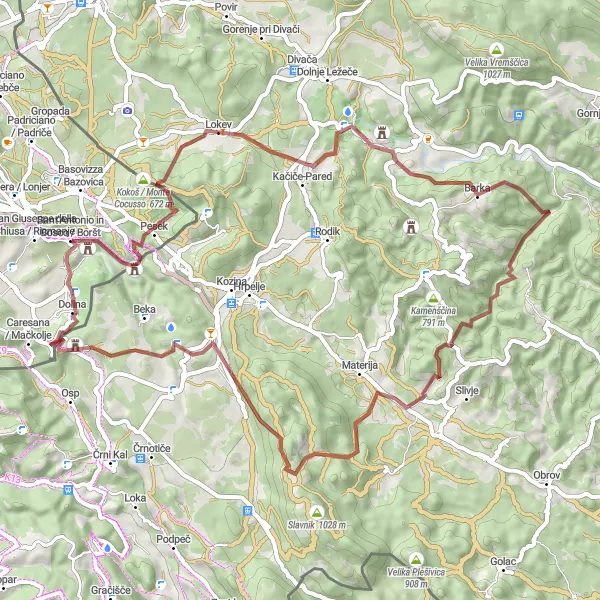 Karten-Miniaturansicht der Radinspiration "Naturerlebnis in der carstischen Landschaft" in Friuli-Venezia Giulia, Italy. Erstellt vom Tarmacs.app-Routenplaner für Radtouren