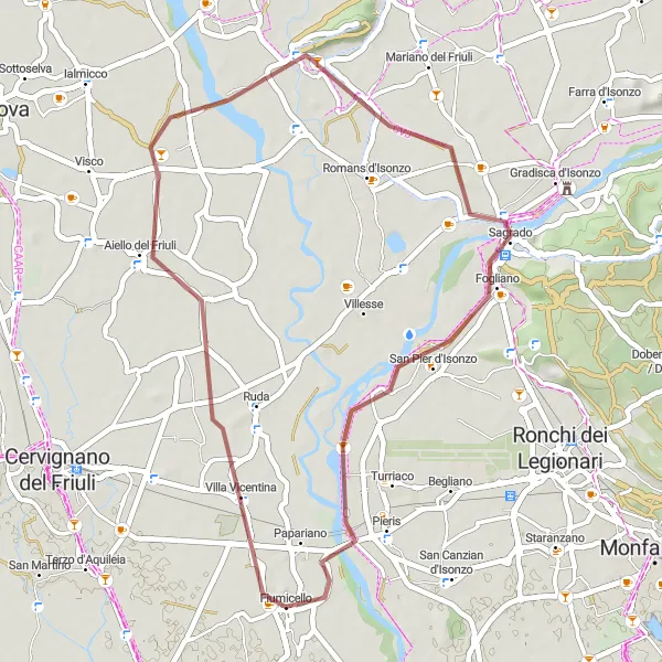 Karten-Miniaturansicht der Radinspiration "Idyllische Landschaften und versteckte Schätze" in Friuli-Venezia Giulia, Italy. Erstellt vom Tarmacs.app-Routenplaner für Radtouren