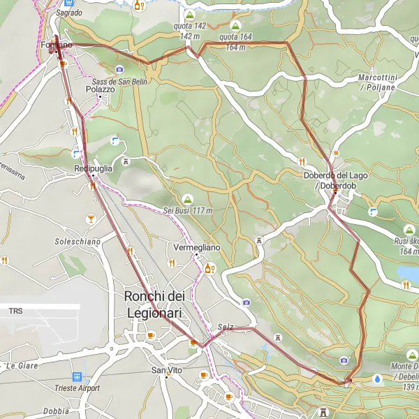 Miniatura della mappa di ispirazione al ciclismo "Escursione tra quota 140 e Colle Sant'Elia" nella regione di Friuli-Venezia Giulia, Italy. Generata da Tarmacs.app, pianificatore di rotte ciclistiche