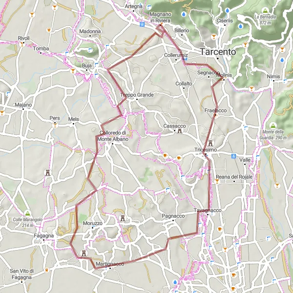 Map miniature of "Gravel Exploration" cycling inspiration in Friuli-Venezia Giulia, Italy. Generated by Tarmacs.app cycling route planner