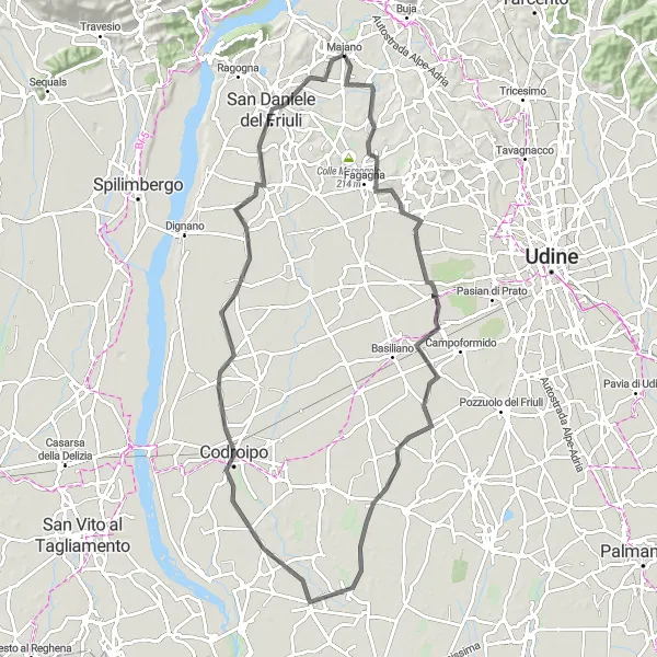 Map miniature of "Charming Towns and Serene Landscapes" cycling inspiration in Friuli-Venezia Giulia, Italy. Generated by Tarmacs.app cycling route planner