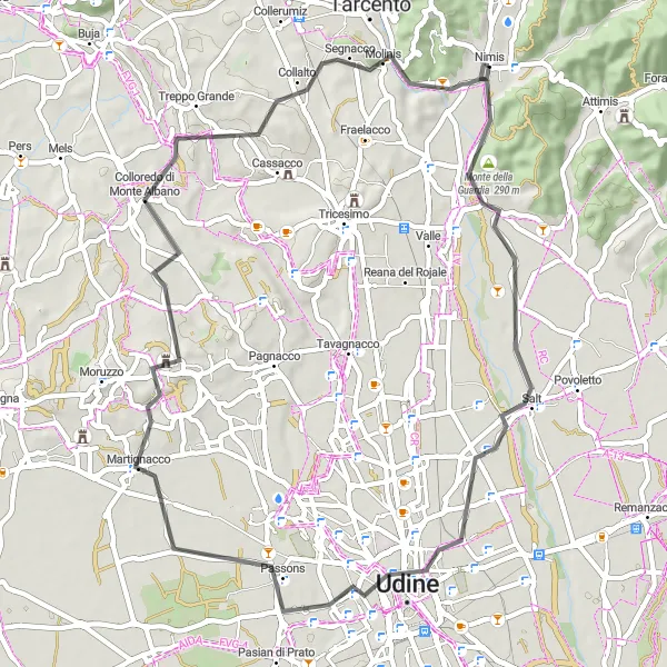 Miniatuurkaart van de fietsinspiratie "Bike Route rond Nimis" in Friuli-Venezia Giulia, Italy. Gemaakt door de Tarmacs.app fietsrouteplanner